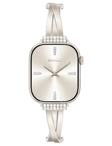 Image of Wearlizer Dressy Bracelet Compatible with Apple Watch Straps 41/40/38/42mm Women, Diamond Stainless Steel Metal Jewelry Chain Band for iWatch Ultra SE Series 11 10 9 8 7 6 5 4 3 2 1 Starlight