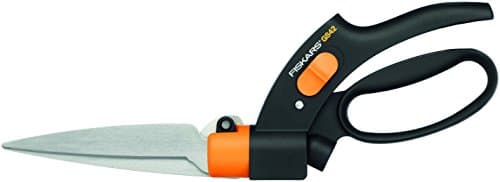 Image of Fiskars Servo-System Grass Shears GS42, Anti-jam Servo-System mechanism, Length: 34.4 cm, Steel blades/Plastic handles, Black/Orange, GS42, 1000589