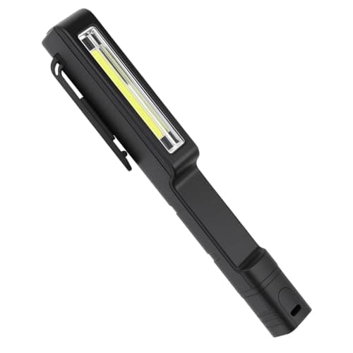 Image of Times Mark COB LED Work Light Torch with Magnetic Clip, Pocket Portable Inspection Light with Red Warning Mode, Hands Free LED Flashlight for Household, Workshop, Garage and Car Emergency Use