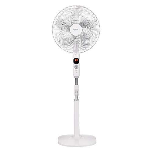 Image of Igenix DF1670 Digital Pedestal Fan – 12 Speed Settings, Oscillating with Remote, LED Display, Timer & Silent/Natural Modes – Adjustable Cooling for Home & Office – White