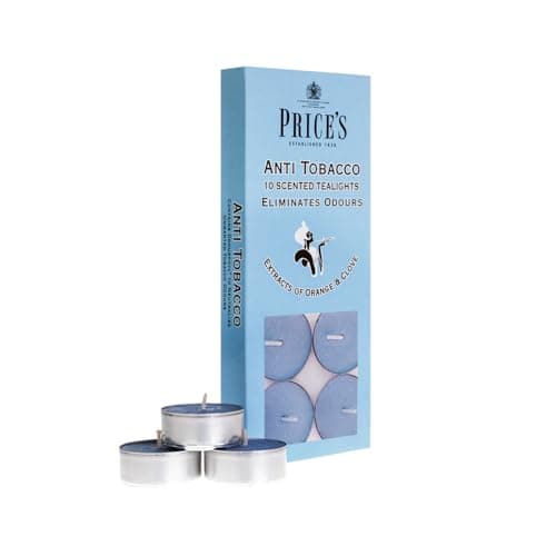 Image of Price's - Anti-Tobacco Tealights - 10 Pack - Odour Eliminating Tealights - Made with Orange and Clove Extracts - Clean, Fresh, Quality Fragrance - Long Lasting Scent