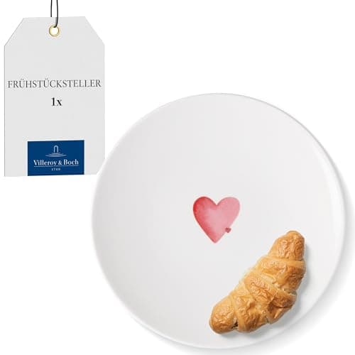 Image of Villeroy & Boch – with Love Breakfast Plate Sending Love 21 x 21 x 2.5 cm, Premium Porcelain, Gift, Small Plate, Cake Plate, Salad Plate, Dessert Plate, Dishwasher- and Microwave-Safe
