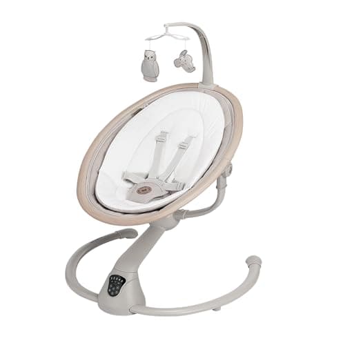 Image of Maxi-Cosi Cassia Electric Baby Swing Chair, 0–6 Months, max 9kg, Baby Rocker, 12 melodies, 360° Seat Rotation, Automatic Motion Detection, 5 Swinging Speeds, 2 Recline Positions, Classic Beige