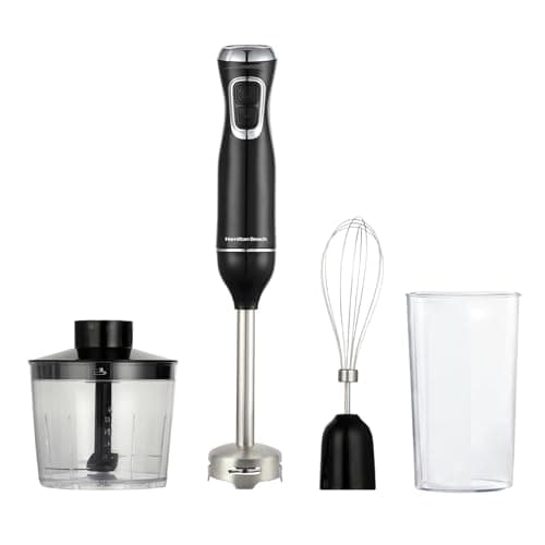 Image of Hamilton Beach 4-in-1 Hand Blender Set, Versatile Functionality, Turbo Boost, Durable, Ergonomic Design, 4 Attachments, Multi-Functional - HB5023-GS, Black
