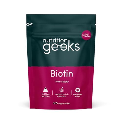Image of Biotin Hair Growth Supplement - 1 Year Supply High Strength Biotin 10,000mcg Per Tablet, Hair Skin and Nails Vitamins for Women & Men, 365 Vegan Biotin Tablets - Easy to Swallow UK Made Hair Vitamins