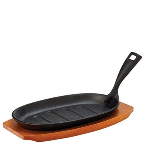 Image of Utopia Cast Iron & Boards, MH7010-000000-B01001, Sizzle Platter 9.5" (24cm) - with Wooden Base (Box of 1)