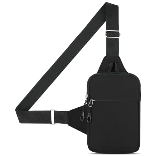 Image of HOTUT Small Sling Bag,Waterproof Chest Bag for Men and Women,Mini Crossbody Shoulder Backpack with Zipper and Adjustable Strap for Travel,Hiking,Cycling,Camping,Outdoor Sports(Black)