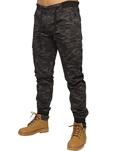 Image of EZ409 Enzo Mens Military Combat Joggers Trousers Camouflage Cargo Camo Work Pants Dark Khaki 32R