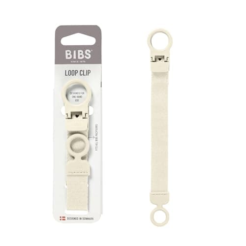 Image of BIBS Loop Pacifier Clip - Sleek, Secure One-Handed Operation, Fits All BIBS and Most Brands, Machine Washable, Slim Profile for Comfort, Ages 0+ - Ivory