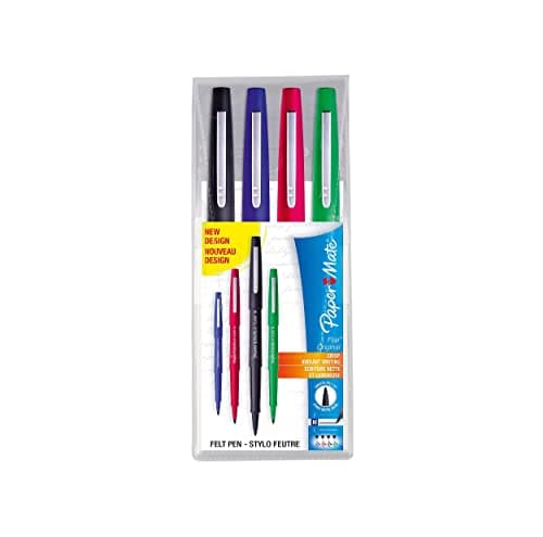 Image of Paper Mate Flair Felt Tip Pens | Medium Point (0.7mm) | Assorted Business Colours | 4 Count Pouch