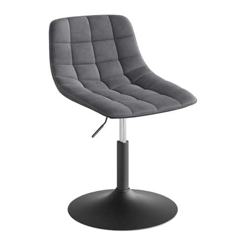 Image of WOLTU Dressing Table Chair Swivel Modern Vanity Chair, Height Adjustable Bedroom Chairs and Stools, Breakfast Bar Stool for Kitchen Counter Desk Bedroom, Velvet, Dark Grey