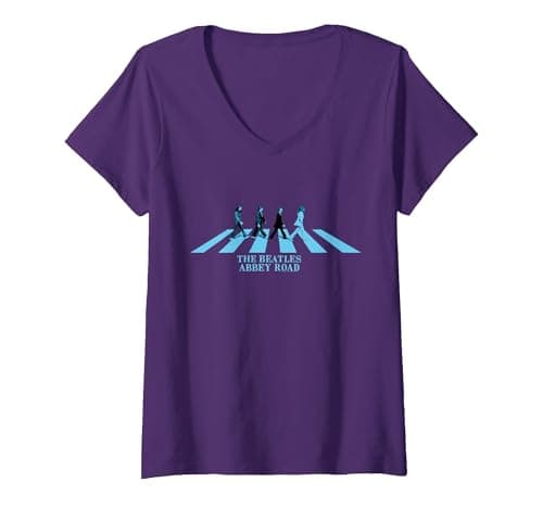 Image of Women's The Beatles - Abbey Road 50th Anniversary V-Neck T-Shirt, Purple, XX-Large