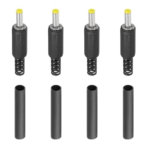 Image of PATIKIL 4.0x1.7mm DC Male Plug Power Supply Ends, 4 Pack DIY DC Barrel Connector Replacement with Heat Shrink Tube, Yellow