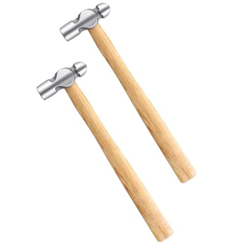 Image of JAPCHET 2 Pcs Ball Pein Hammer with Wooden Handle, 8oz (225g), for Handicraft DIY Use