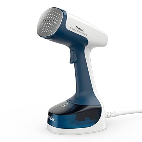 Image of Tefal Access Steam Easy Handheld Clothes Steamer, 1400W, Steam Output Up to 25 g/min, Rapid 15-Second Heat-Up, Lightweight, Door Hook, DT7170G0,White & Blue