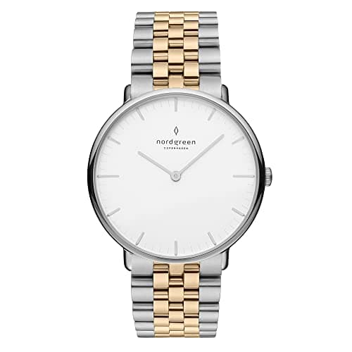 Image of Nordgreen Native Scandinavian Silver Unisex Analog 36mm Watch with 5-Link Strap