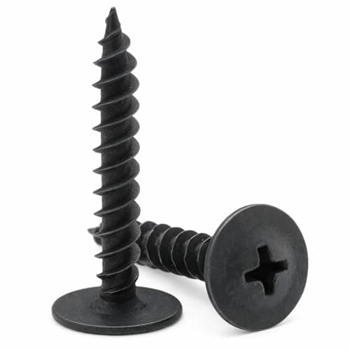 Image of 4.2mm x 41mm Keple Wafer Head Self Tapping Screw, Black Phosphate, Modified Truss Head Wood Screws, Carbon Steel Fine Thread Phillips Drive, Pozi Flanged Head for Sheet Metal and Plasterboard (25 pcs)