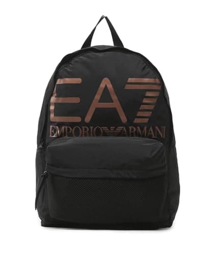 Image of Emporio Armani Men's Backpack EA7 Big Logo Backpack Black/Rose Gold Logo UBS23EA13 245063 Large