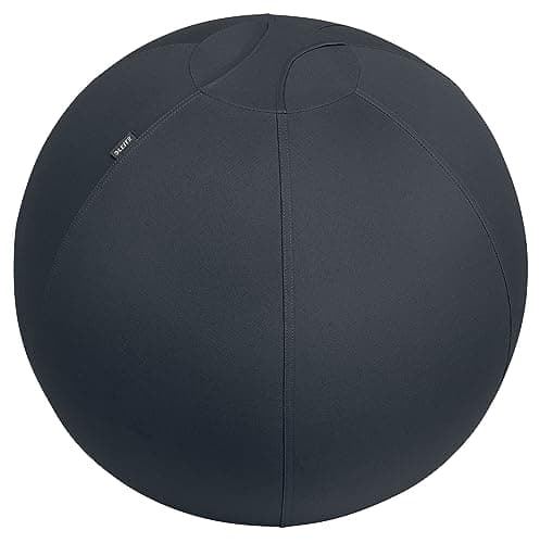 Image of Leitz Ergo Active Sitting Ball with Stopper Function, Ergonomically Designed Desk Chair Alternative, 65cm Diameter, Includes Fabric Ball Cover, Hand Air Pump & 2 x Plugs, Velvet Grey, 65420089