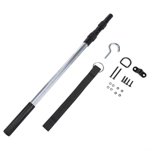 Image of Qualoramall Attic Ladder Pull Down System Kits Aluminium Alloy Loft Ladder Pole Telescopic Pull-Down Hook and Rope Kit for Loft Attic Ladder Garage Door Access Adjustable 53cm to 1.1m Extension