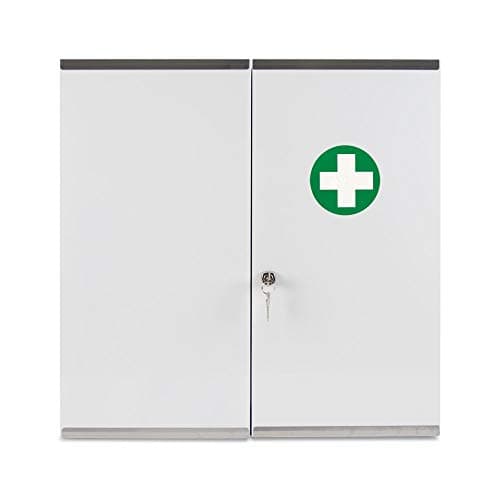 Image of Reliance Medical Budapest Medicine Cabinet - Lockable, Wall-Mounted Metal First Aid Storage, 46x30x14 cm, Home/Office, with Safety Lock & Keys