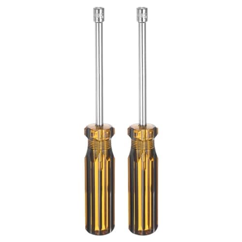 Image of sourcing map 2pcs Metric Hex Nut Screwdriver 5mm Carbon Steel Ergonomic PVC Grip Non-Magnetic Socket Wrench Screwdriver Hand Tool for Automotive Maintenance Home Improvement.