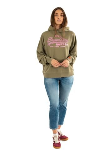 Image of Superdry Vl Rhinestone Relaxed Hoodie S Green