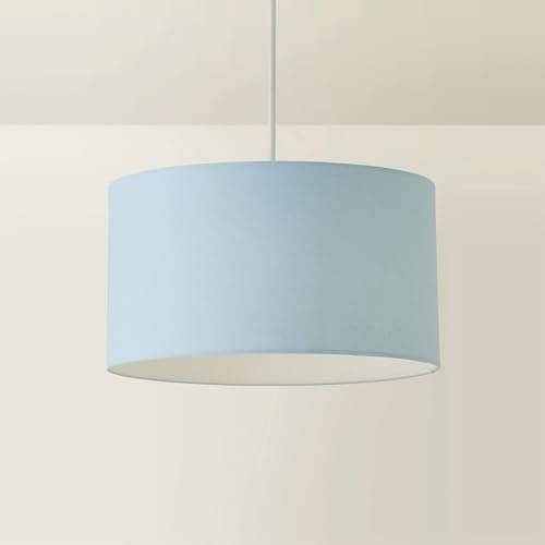 Image of ValueLights | Reni Duck Egg Blue Fabric Drum Ceiling Lamp Shade (D) 35cm | Shades, Home Décor & Improvement Essential