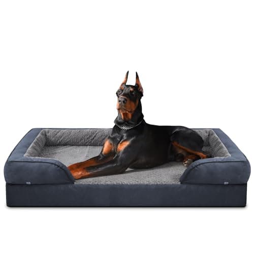 Image of JOEJOY Extra Large Dog Bed -XXL Washable Orthopedic Dog Beds, Waterproof Removable Cover, Anti-Slip Bottom, Anti-Anxiety Pet Bed, Machine Washable, 122x89x17 cm, Grey