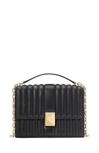 Image of kate spade new york Women's Deco Quilted Leather Chain Shoulder, Black, One Size