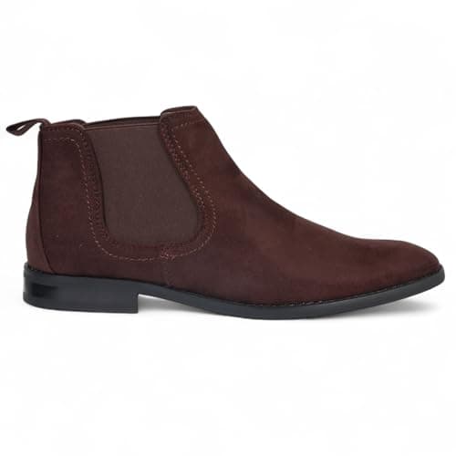 Image of Dolcetto Men's Brown Suede Chelsea Boots Real Leather Lined Slip-On