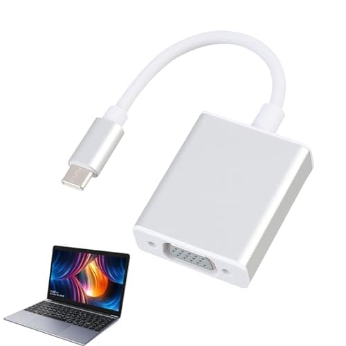 Image of USB C to VGA Adapter, USB C 3.1 Male to VGA Female Adapter, VGA Converter, Compatible with MacBook Pro 2019/2020/2021, iPad Pro, Samsung Galaxy, Dell XPS, Surface Book, and More (White)