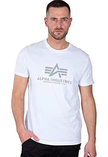 Image of Alpha Industries Basic Reflective Print T-Shirt for Men White