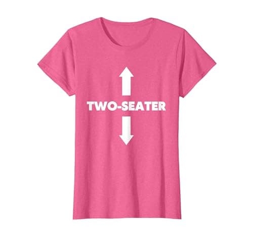 Image of Two Seater with Arrows Pointing Up & Down Funny Adult Humor T-Shirt, Women, Pink Heather, X-Small