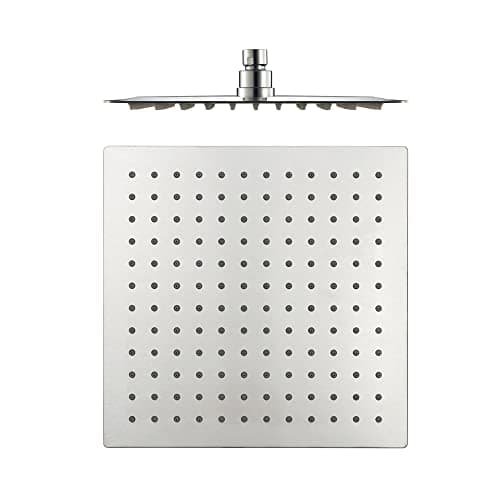 Image of ENKI, R24, Square Ultra Slim Shower Head Stainless Steel Large 300mm, Chrome Fixed Shower Heads, Ball Joint, High Pressure Shower Head