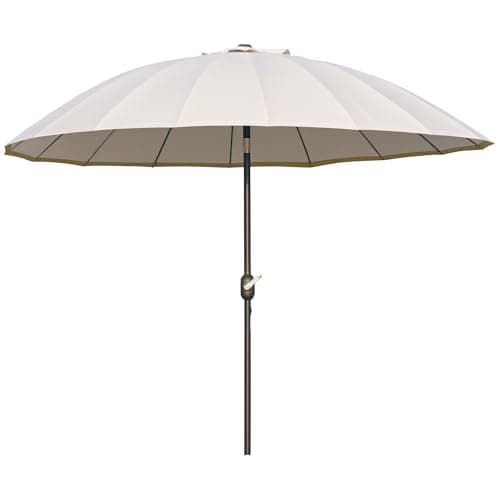 Image of Outsunny 2.5m Shanghai Garden Parasol Umbrella with Crank & Tilt, Outdoor Table Parasol with 16 Fibreglass Ribs, Adjustable Outdoor Sun Shade, Off-White