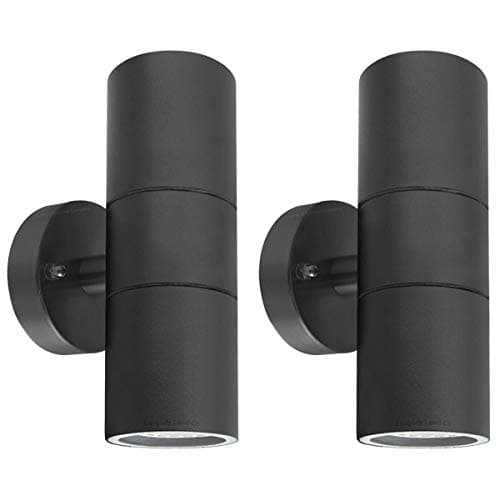 Image of 2 X Black Stainless Steel Double Outdoor Wall Light IP65 Up Down Garden Wall Lamp ZLC035B