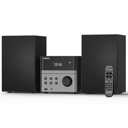 Image of Compact Micro Hi-Fi Stereo System with CD Player, Bluetooth, FM Radio, USB Playback, Aux-input & Earphone output, 2-Way Clear Sound Music System, DSP-Tech (UK-128B)