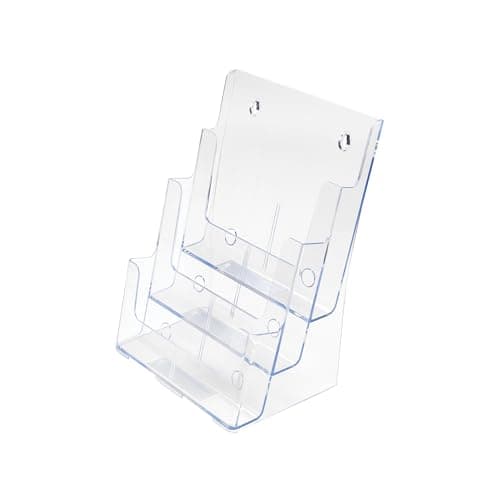 Image of Deflecto 3 Tier A4 Portrait Multi-Tiered Literature Holder - Pack of 2 - Multiple Pocket Magazine File Holder - Slanted Leaflet Holder for Display - Magazine Holder - Wall Organiser Magazine Rack