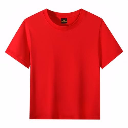 Image of 210GSM 100% Cotton T-Shirts Crew Neck Tees Loose-Fit Tops School Uniform Breathable Basics for Kids 4-5 Years Red