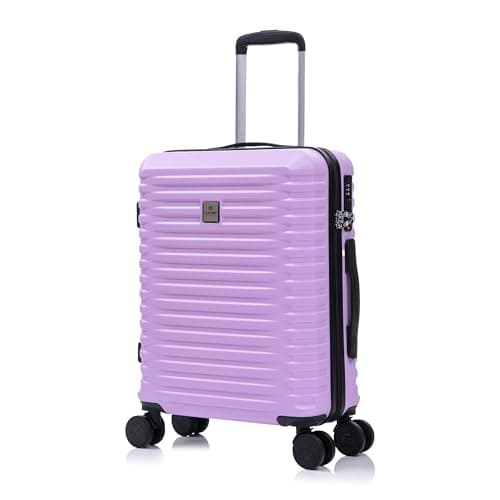 Image of Rocklands Cabin Suitcase 55x40x20cm Hard Shell Lightweight 4 Dual Spinner Wheels Trolley Luggage Carry On Bag Ryanair, Easyjet Approved, TSA Lock (Purple, Small 20")