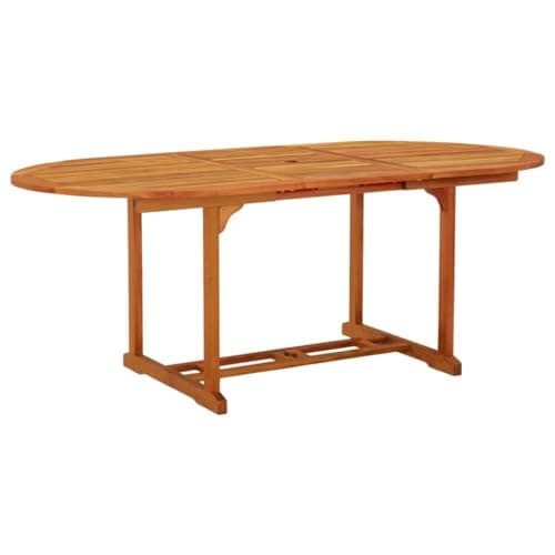 Image of vidaXL Extendable Garden Table in Solid Eucalyptus Wood with a Practical Umbrella Hole - Alfresco Dining Table for Patio and Garden.