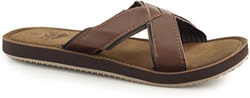 Image of PDQ Jimmy Crossover Mule Slip on Summer Beach Walking Flip Flop Sandals - Brown PU, Mens UK 10 / EU 44