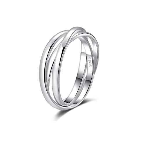 Image of SILBERTALE 925 Sterling Silver Triple Interlocked Spinner Rings for Women 3 Rings Stacked Band Rings Wrap Band Ring for Men