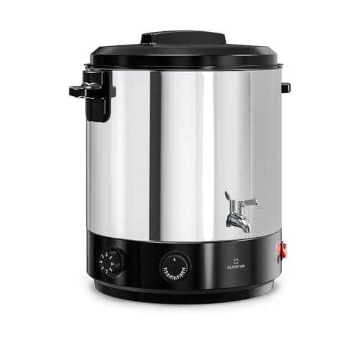 Image of Klarstein Biggie Mechanic Preserving Pot, 25L Stainless Steel Preserving Machine & Mulled Wine Cooker with Stainless Steel Tap, 1800W, 30–110°C, Timer, Auto Shut-Off, Keep-Warm, Insert Grate