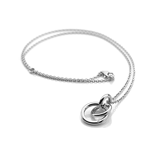 Image of Hot Diamonds Eternal Interlocking Circles Pendant –925 Sterling Silver Necklace with Three Rings and Real Diamond on Adjustable Chain | The Perfect Romantic Gift for Her