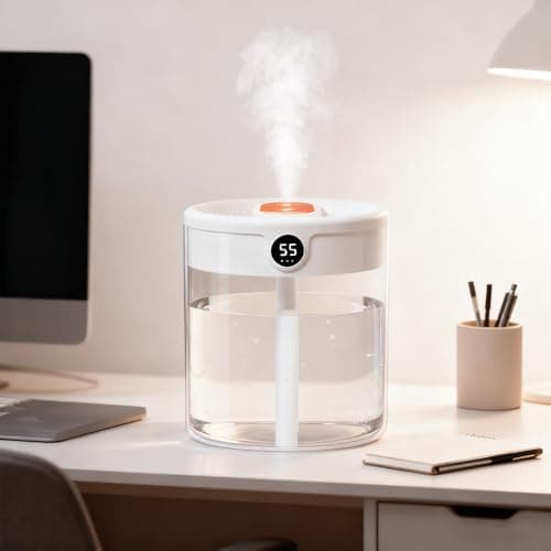 Image of Humidifier for Bedroom, 2L Quiet Air Humidifiers, 20-Hour Runtime, Ideal for Bedroom, Kids’ Room, Plant Room & Office (White)