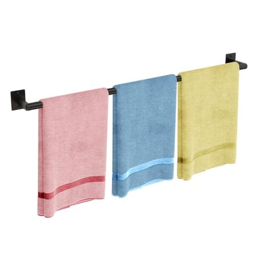 Image of DOKU Towel Rail Wall Mounted, 80CM/32 Inch Stainless Steel Towel Holders for Bathrooms, Matte Black Towel Bar, Modern Towel Rack TowelHolder