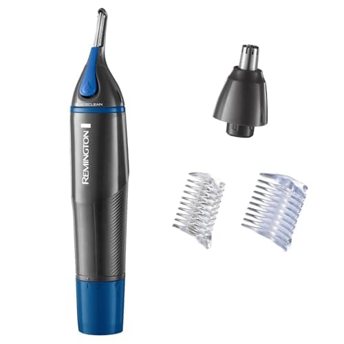 Image of Remington Hair Trimmer for Men, Nose, Ear, & Eyebrow Hair Clipper, Rotary Trimmer, Two Comb Attachments, Waterproof, Battery Operated, Cordless - NE3850