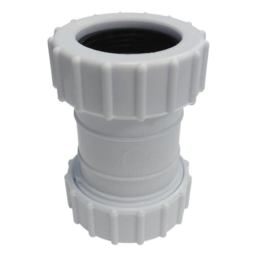 Image of Merriway BH02908 Waste Compression Straight Connector 32mm Nominal (1 1/4") White – Plastic Sink & Basin Waste Pipe Joiner